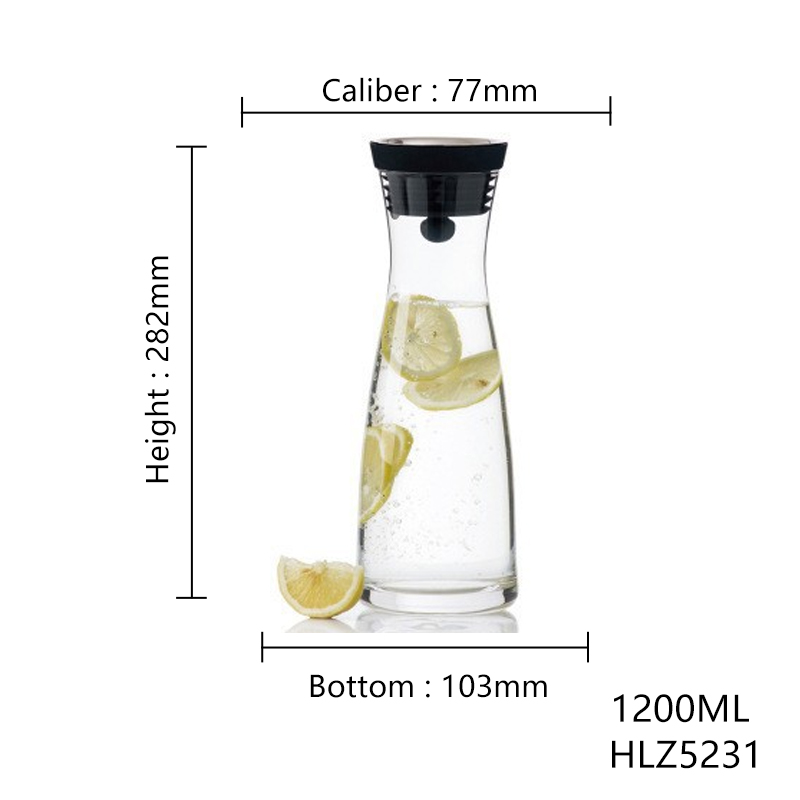 Glass Carafe, Csuntikulo 1L 1.8L Glass Carafe with Lid, Basic Glass Water Carafe for Hot Cold Water Drinks Iced Tea Milk Coffee