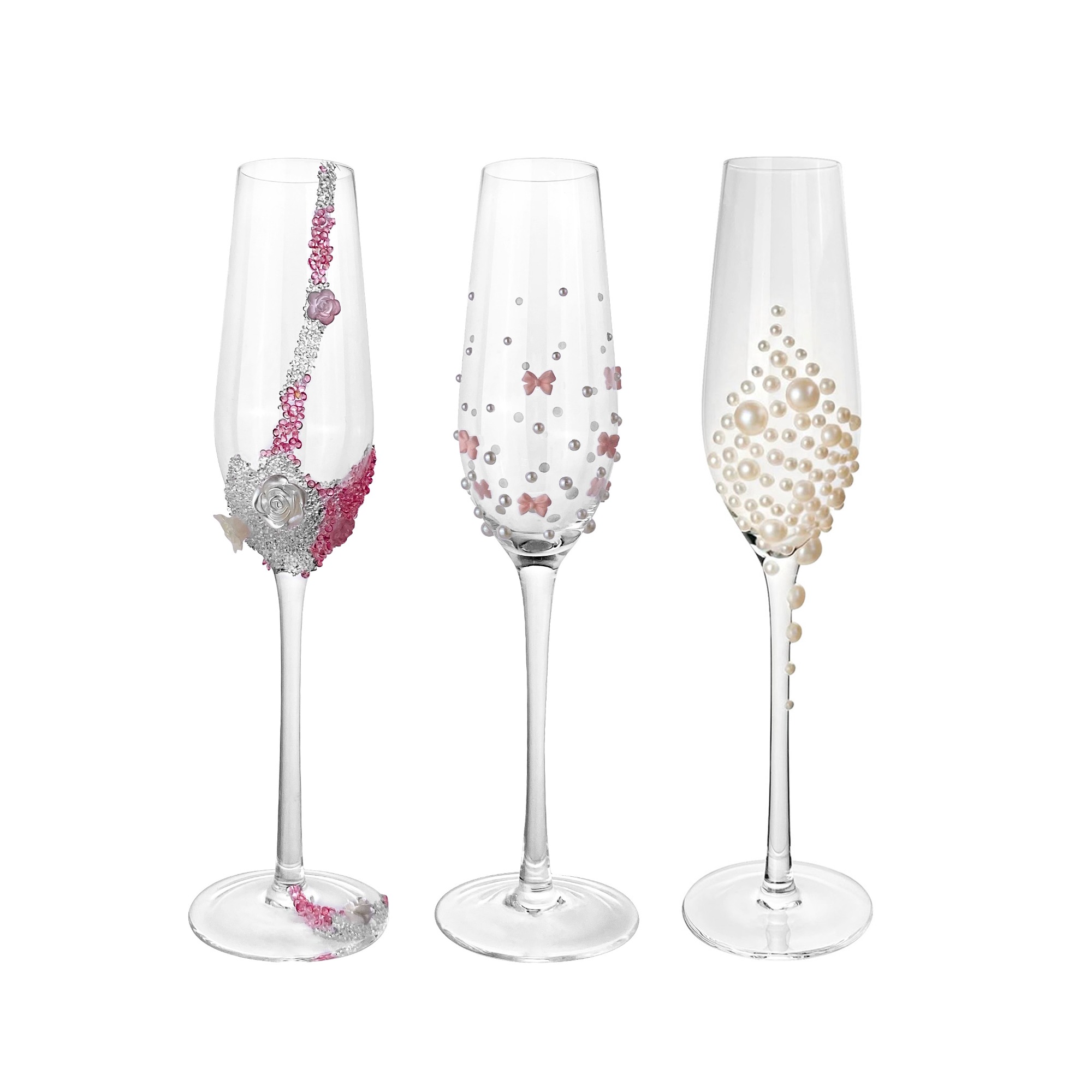 custom handmade Crystal wedding champagne glass mini order 240pcs DIY Design cocktail glass Toasting Glass