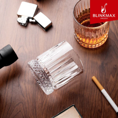 Blinkmax Engraved Strip Diamond Pattern Glass Cup Water Juice Whiskey Highball Glass Luxury Drinkware Wholesale