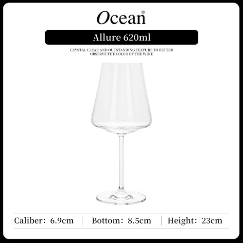 Thailand Ocean Allure Cold Cut Large Capacity 620ml 435ml 220ml Decal logo Custom Burgundy champagne Red Wine Glasses Goblet