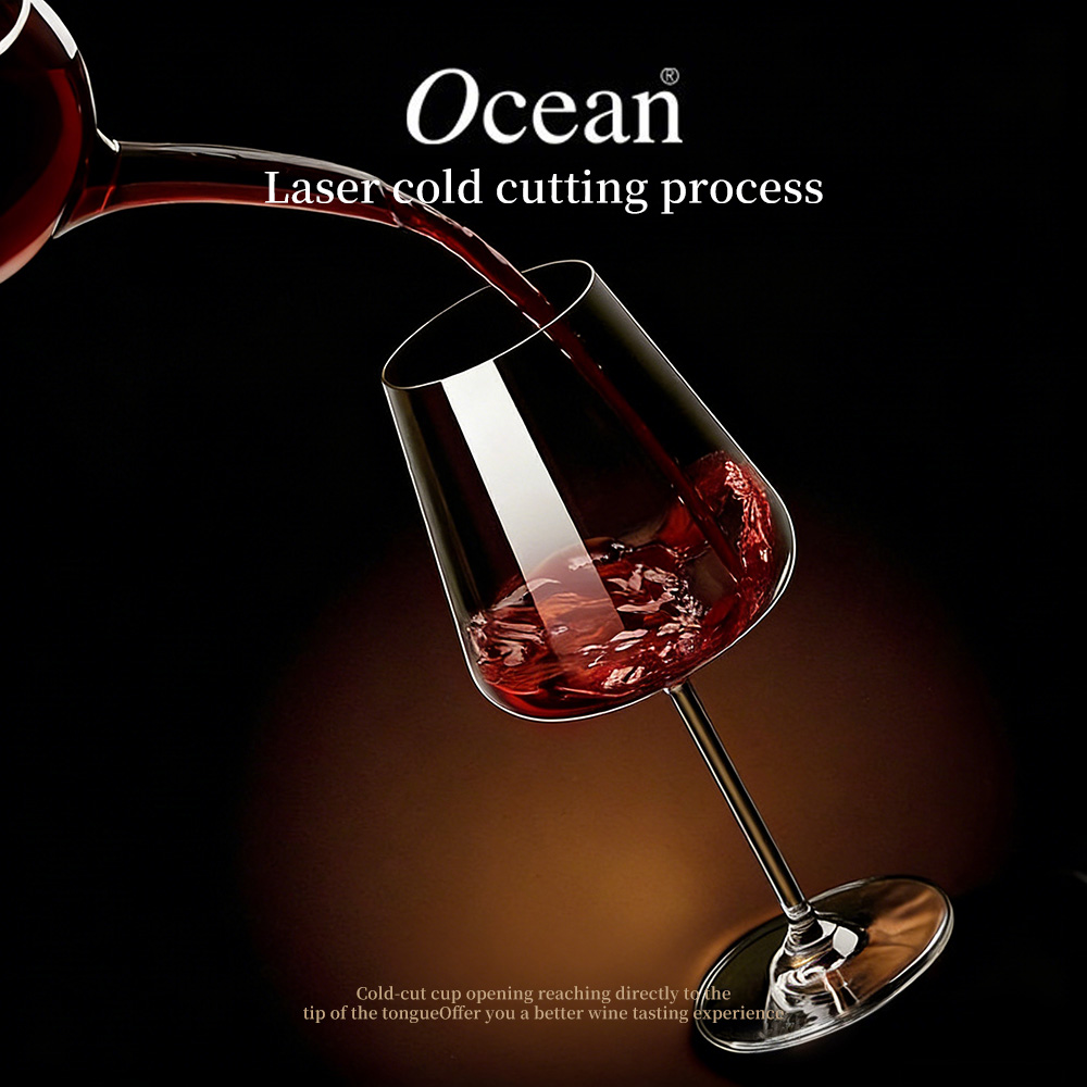 Thailand Ocean Allure Cold Cut Large Capacity 620ml 435ml 220ml Decal logo Custom Burgundy champagne Red Wine Glasses Goblet