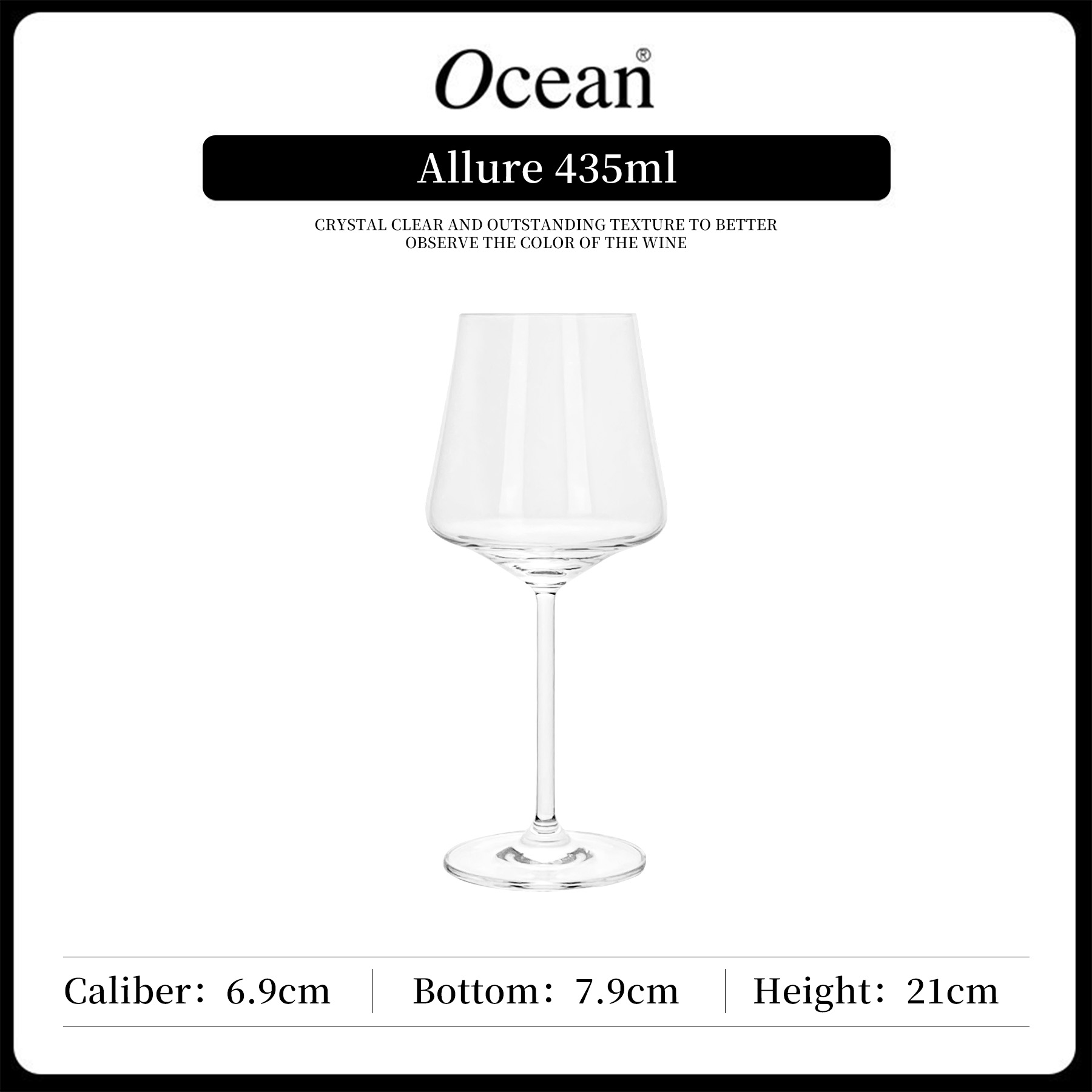 Thailand Ocean Allure Cold Cut Large Capacity 620ml 435ml 220ml Decal logo Custom Burgundy champagne Red Wine Glasses Goblet
