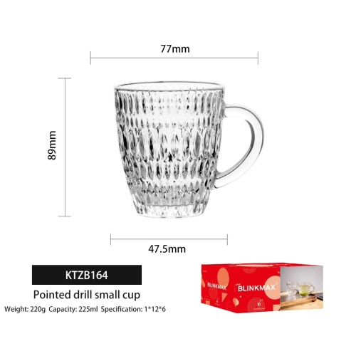Blinkmax 2026 New Striped Embossed Coffee cup 210ml 320 450ml Wholesale Glass Coffee mug Highball Glass