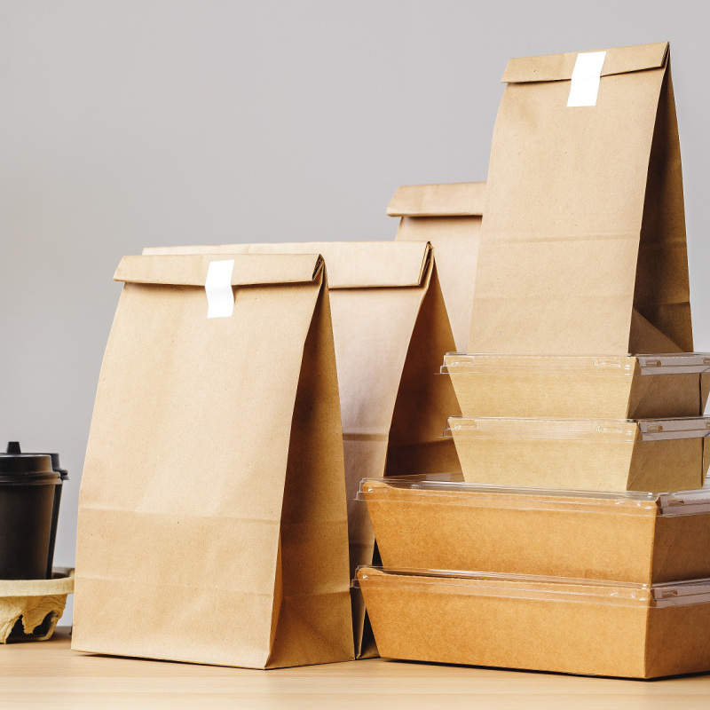 Disposable paper bag for lunch food grade