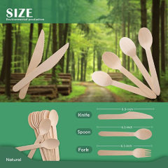 Wooden disposable fork and knife