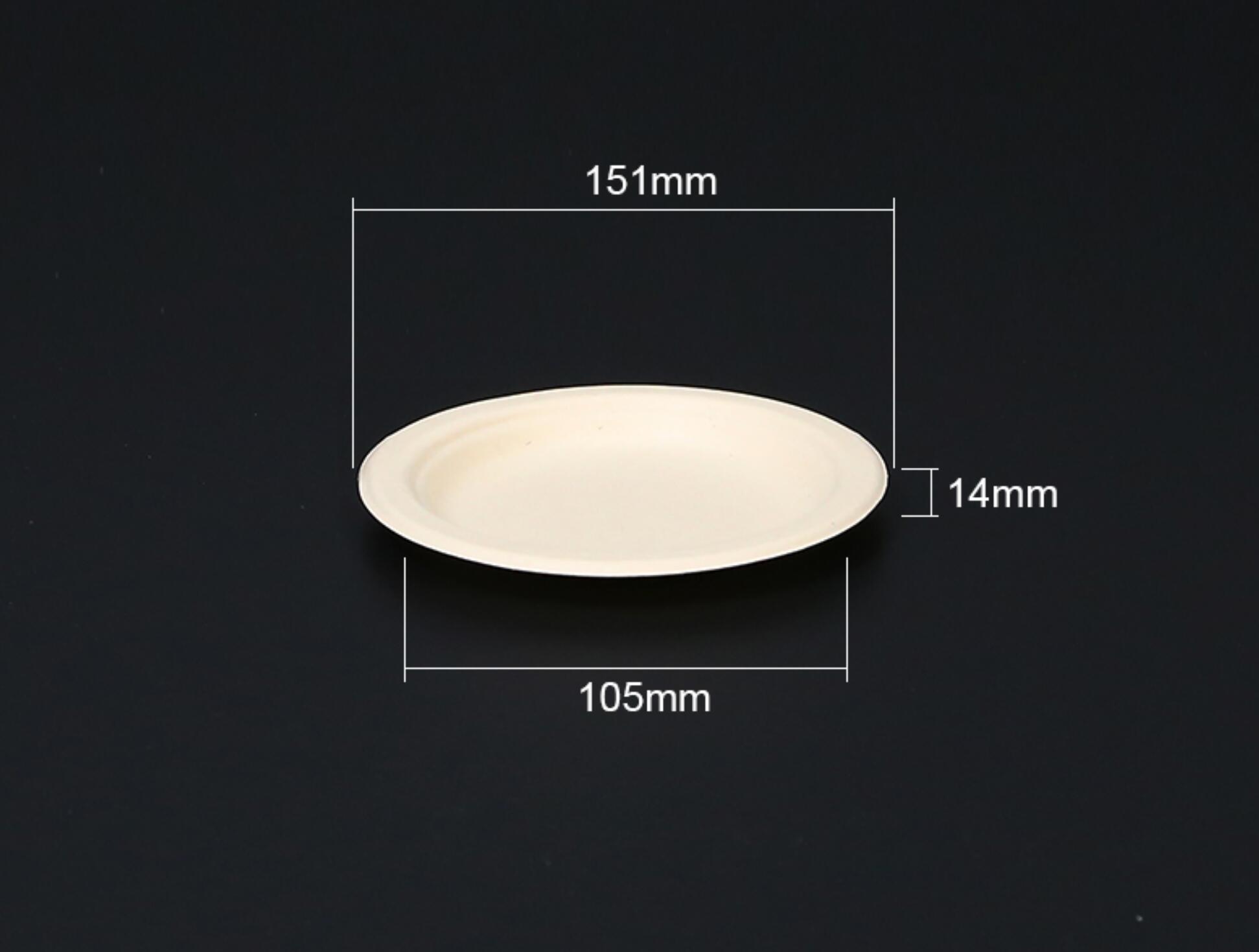 Bagasse pulp round plate