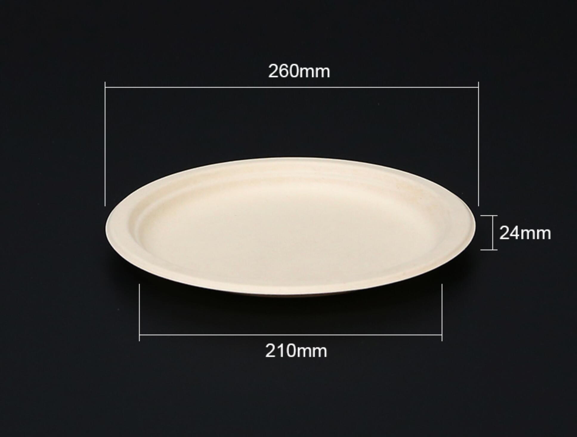 Bagasse pulp round plate
