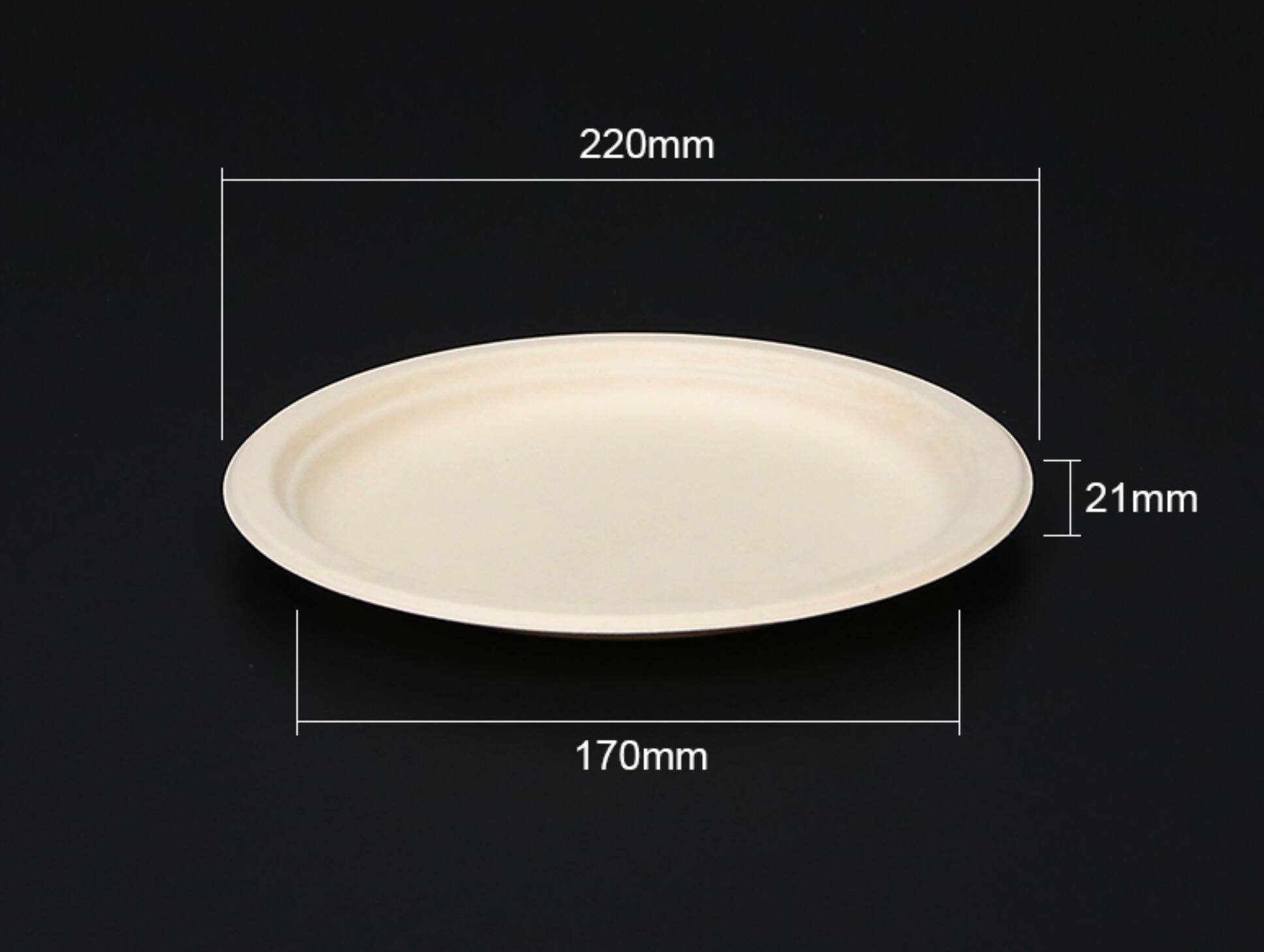 Bagasse pulp round plate