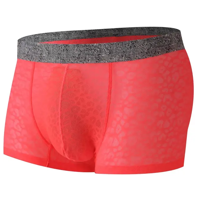 Men Sexy Lace Seamless Boxer Briefs Man Ultra-Thin Breathable Underwear-男士性感蕾絲無縫拳擊短褲男士超薄透氣內褲