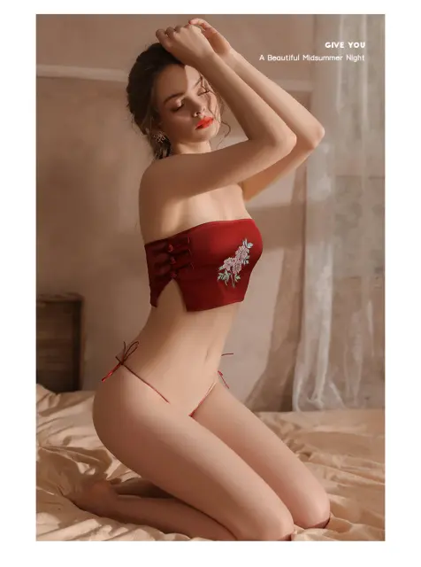 手工刺繡鍛感面料中式古典抹胸內褲套裝-Handmade Embroidery Forged Fabric Chinese Classical Bra and Underwear Set