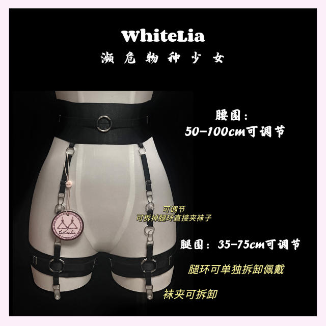 暗夜 重工丝光束缚带装饰衣可调节吊袜带分体套装