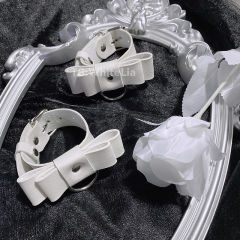 蝴蝶结皮质纯欲腿环脚环脚铐k9手环手铐