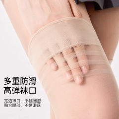 【宝娜斯】大码包芯丝过男士#膝袜女0d超薄防下滑胖mm美腿显瘦半截长筒丝袜