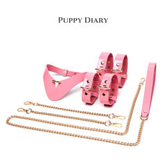 【XXOO精选】Puppy粉色皮革项圈#choker项链情侣手环链条脚环七件套礼物套装