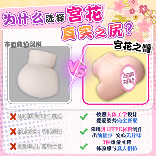 【YUU】宫花真实之尻飞机杯（送：名器润滑液）#臀模双通道成人圣杯真实倒模倒膜名器臀膜