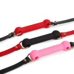 【海豚精选】软糯SM口球#高端安全食品级软硅胶口咬枷真皮牛皮堵嘴球 刻字