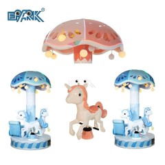 Amusement Park Ride Coin Operated Portable Carousel Merry-Go-Round 3 Seats Mini Indoor Carousel Horse