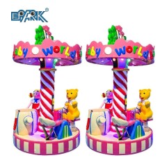 FEC 3 Seat Horse Carousel Kiddie Rides Amusement Rides Kids Colorful Mini Carousel