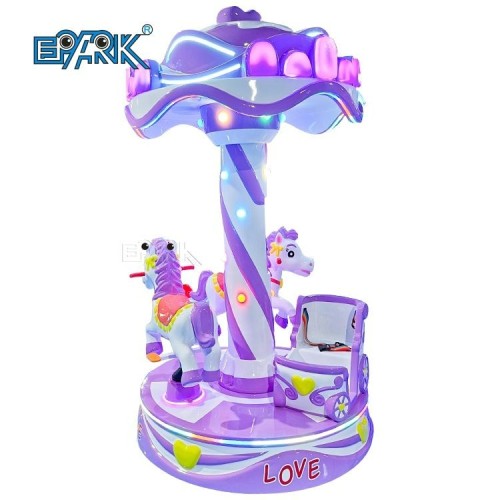 Mini Carousel Amusement Park Kiddie Rides Indoor Game Machine 3 Seats Small Carousel Horse