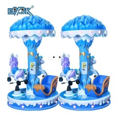Kids Indoor Coin Operated Games 3 Seats Mini Carousel Kiddie Rides On Horse
