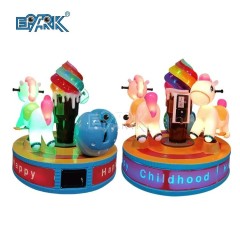 Coin Operated 3 Kids Fiberglass Small Ice-Cream Shape Carousel Merry Go Round For Sale
