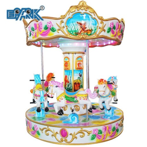 Coin Operated Kiddie Rides Portable Carousel Fairground Merry Go Round 6 Seats Carousel Horse