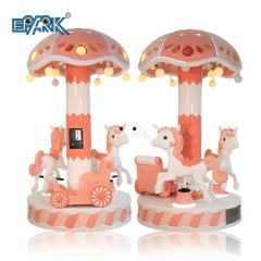 Amusement Park Ride Coin Operated Portable Carousel Merry-Go-Round 3 Seats Mini Indoor Carousel Horse