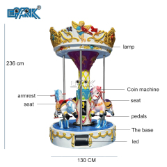 Coin Operated Carousel 3 People Horse Carousel Vintage Kiddie Ride Game Machine