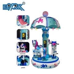 Coin Operated Kiddie Rides Mini Carousel 3 People Merry Go Round for Sale Kiddie Horse Carousel Ride