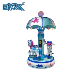 Coin Operated Kiddie Rides Mini Carousel 3 People Merry Go Round for Sale Kiddie Horse Carousel Ride