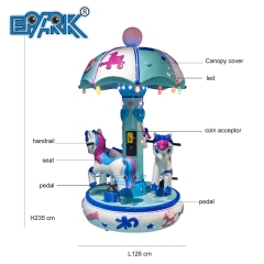 Coin Operated Kiddie Rides Mini Carousel 3 People Merry Go Round for Sale Kiddie Horse Carousel Ride