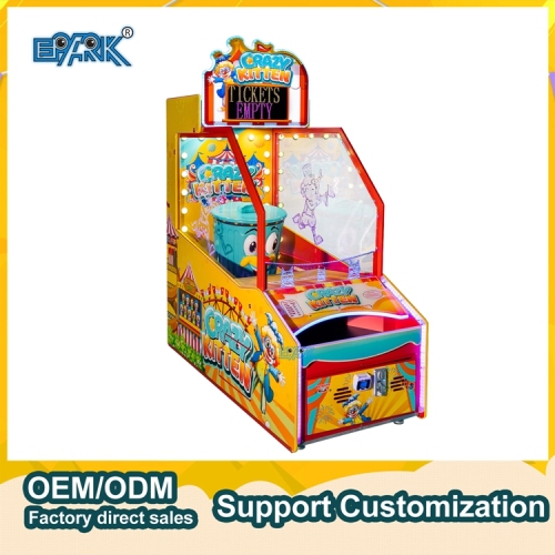 Arcade Game Machines Coin Operated Crazy Cat Throwing Ticket Machine