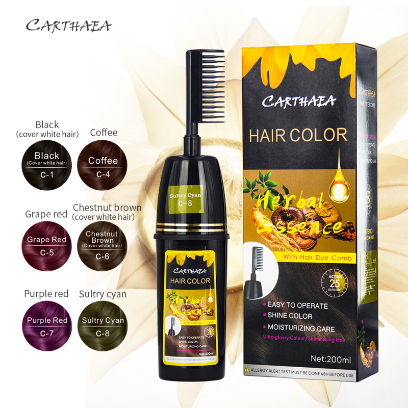 Carthaea herbal chestnut brown hair color shampoo with comb