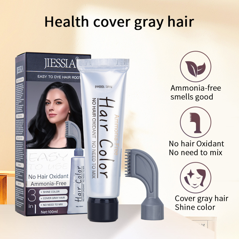 home use Jiessia 100ml semi-permanent black hair color cream
