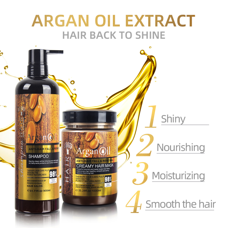 wholesale no logo 900ml argan oil shampoo and conditoner set