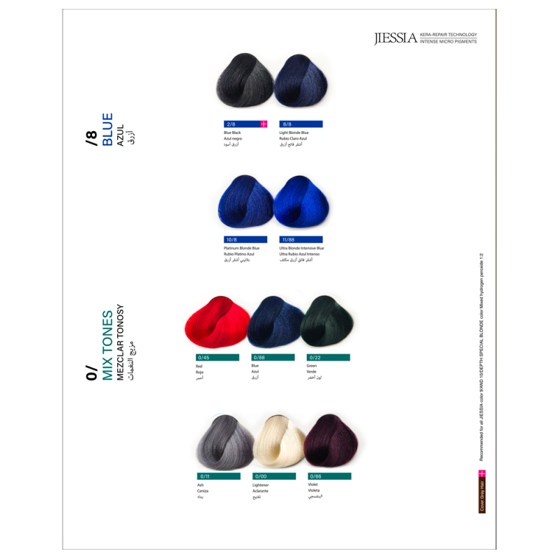 Jiessia 67 color hair color chart