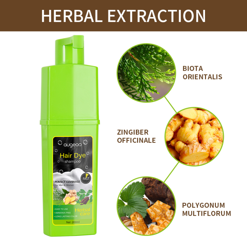 2023 augeas new arrival 200ml herbal hair dye shampoo