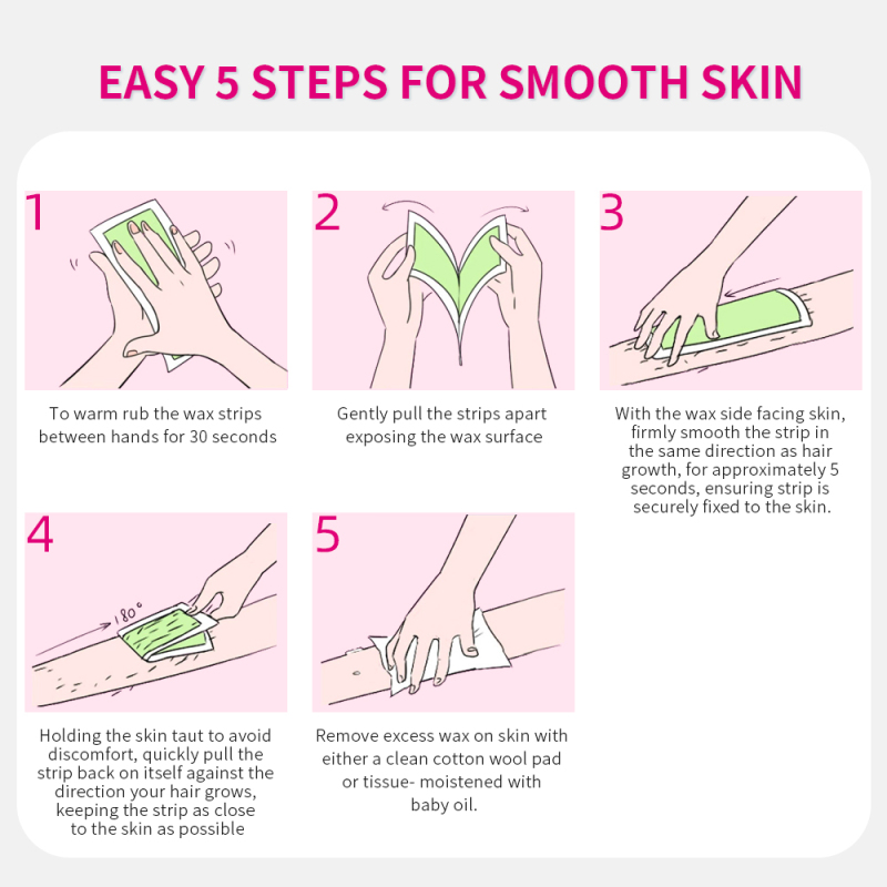 wholesale OEM private label Meidu factory 40 strips instant painless depilatory paper body leg face hair removal wax strip
