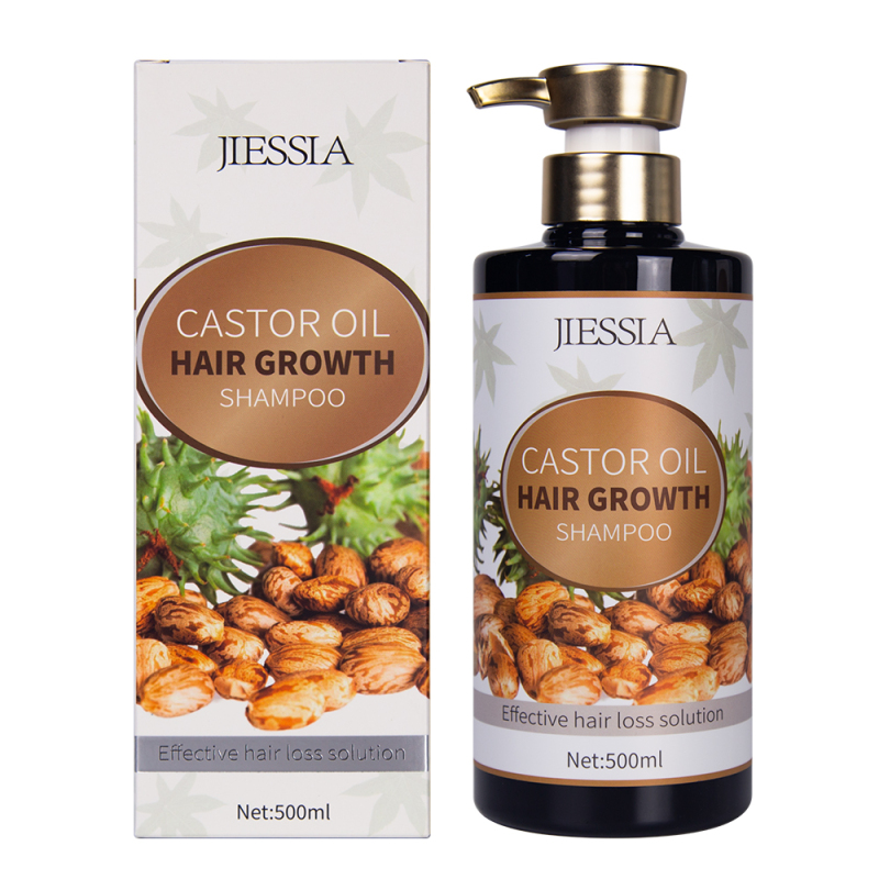New products Jiessia castor oil hair growth shampoo 500ml castor oil anti hair loss shampoo