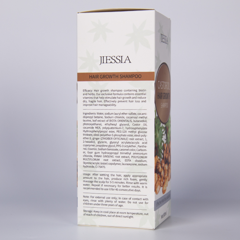 New products Jiessia castor oil hair growth shampoo 500ml castor oil anti hair loss shampoo