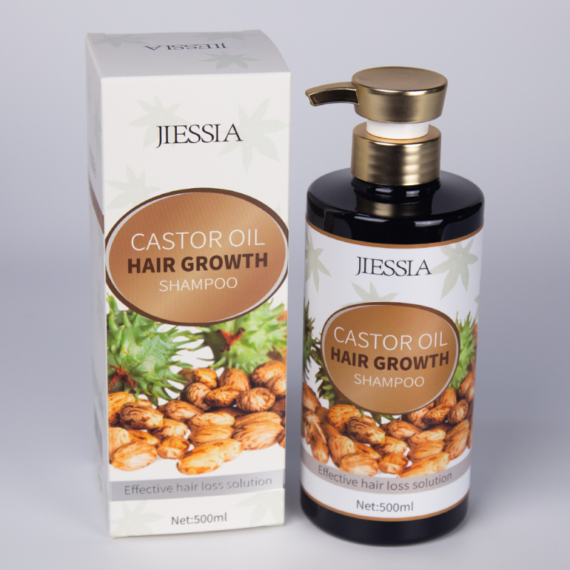 New products Jiessia castor oil hair growth shampoo 500ml castor oil anti hair loss shampoo