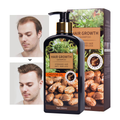 New products Jiessia castor oil hair growth shampoo 350ml castor oil anti hair loss shampoo