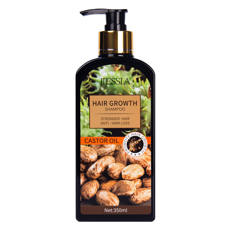New products Jiessia castor oil hair growth shampoo 350ml castor oil anti hair loss shampoo