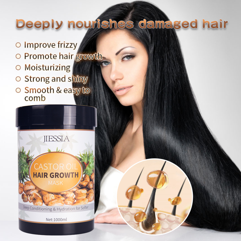 New products Jiessia castor oil hair growth mask 1000ml castor oil anti hair loss hair mask
