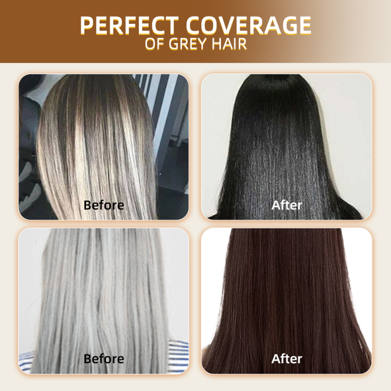 Meidu new Natural Ammonia Free meidu 100% Grey Covering Lasting Effect 500ml 3 in 1 black hair dye shampoo