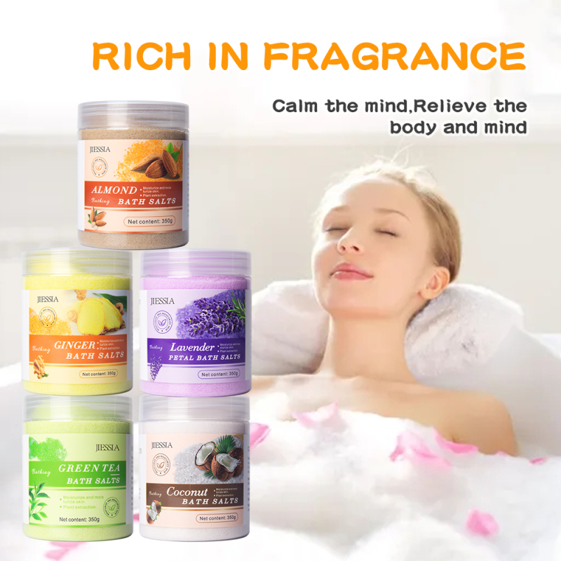 OEM Private Label 350g augeas sea salt with rose Exfoliating Natural Extract Vegan Bath Cleansing Whitening Bath sea Salt