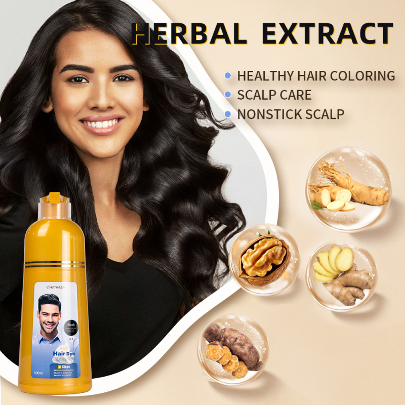 Wholesale Ammonia Free 100% Grey Covering permanent 3 in 1 herbal black hair dye shampoo