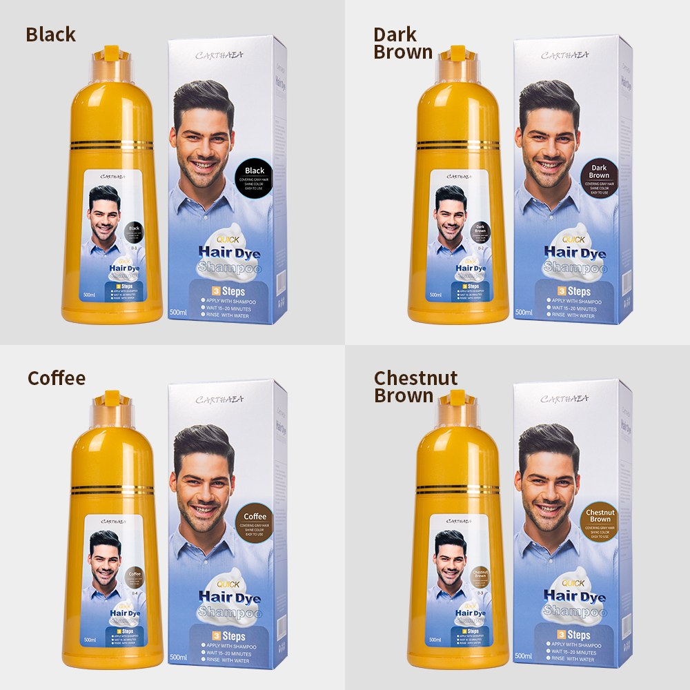 Wholesale Ammonia Free 100% Grey Covering permanent 3 in 1 herbal black hair dye shampoo