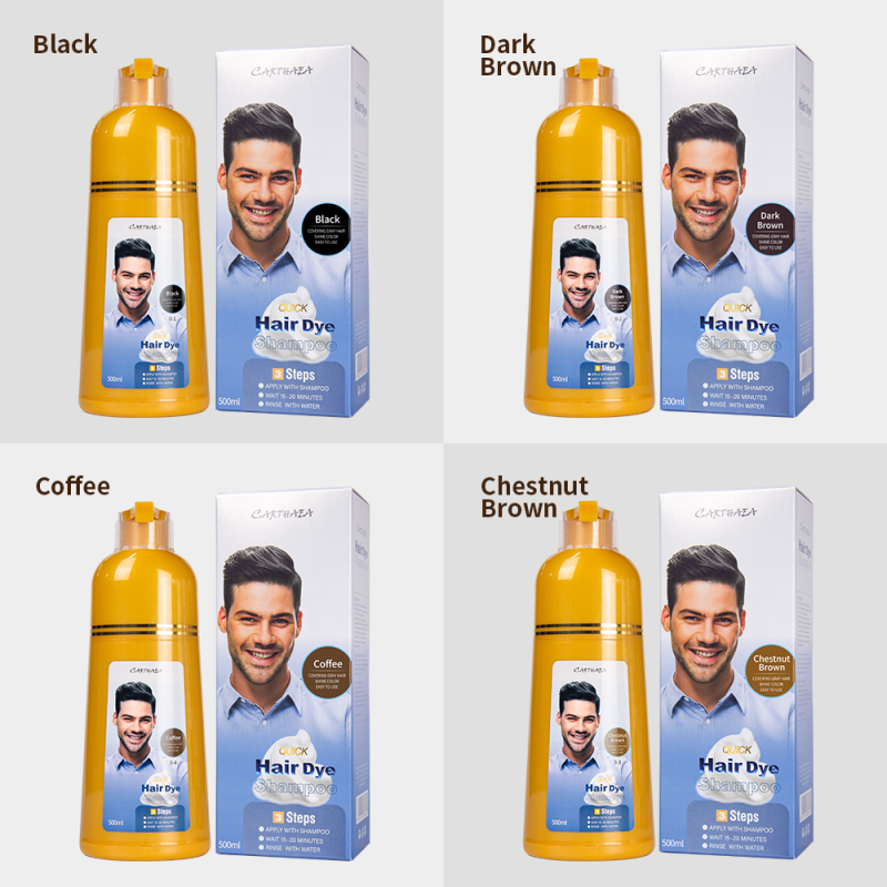 Wholesale Ammonia Free 100% Grey Covering permanent 3 in 1 herbal black hair dye shampoo
