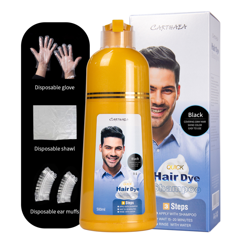 Wholesale Ammonia Free 100% Grey Covering permanent 3 in 1 herbal black hair dye shampoo